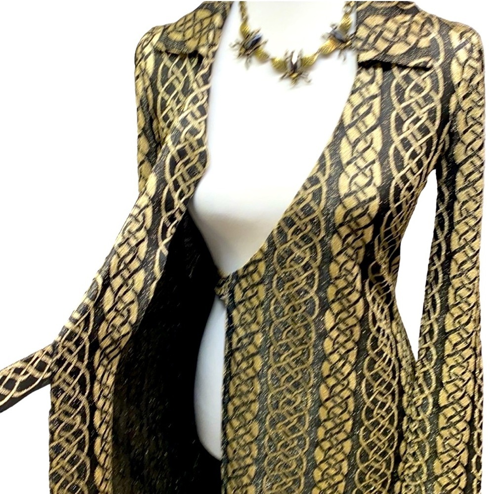 Diane Von Furstenberg Black & Gold Wrap Dress - image 8